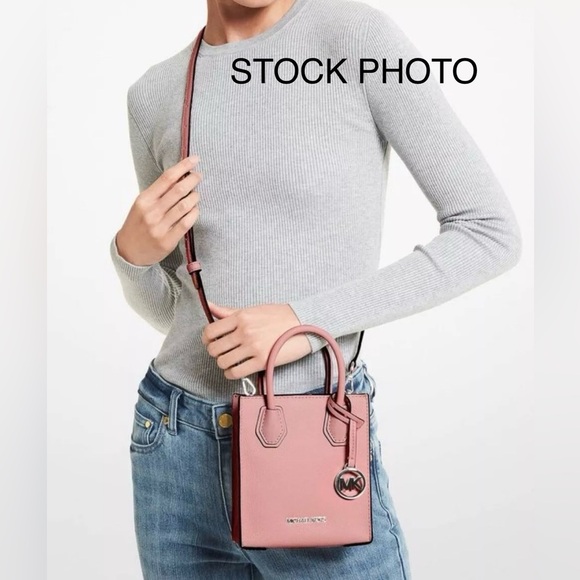Michael Kors NEW Mini Bag Mercer Sherbert Pink Pebbled Leather Crossbody HandBag - Picture 3 of 16